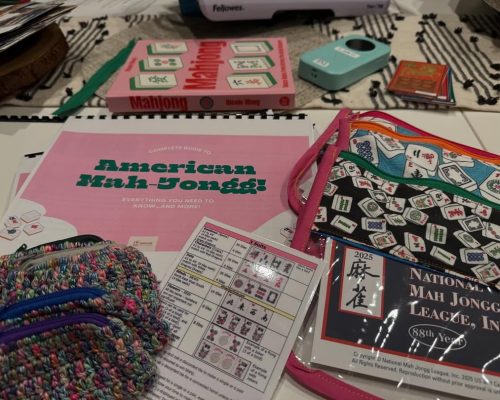 Taught a wonderful group of Mahj-curious ladies today—our table was full of tiles, learning, and